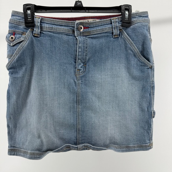 y2k Tommy Hilfiger Denim Mini Skirt Pockets Casual Blue Cute Short Size 8 80s 90 - Picture 1 of 13